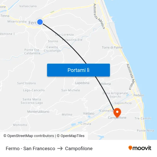Fermo - San Francesco to Campofilone map