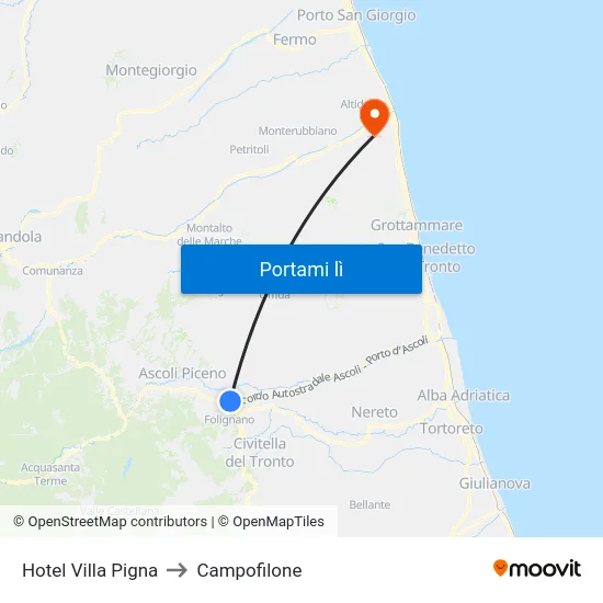 Hotel Villa Pigna to Campofilone map