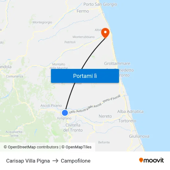 Carisap Villa Pigna to Campofilone map