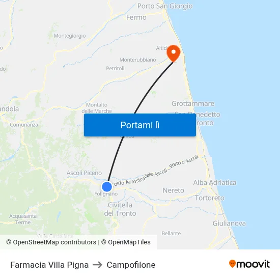 Farmacia Villa Pigna to Campofilone map