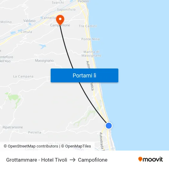 Grottammare - Hotel Tivoli to Campofilone map