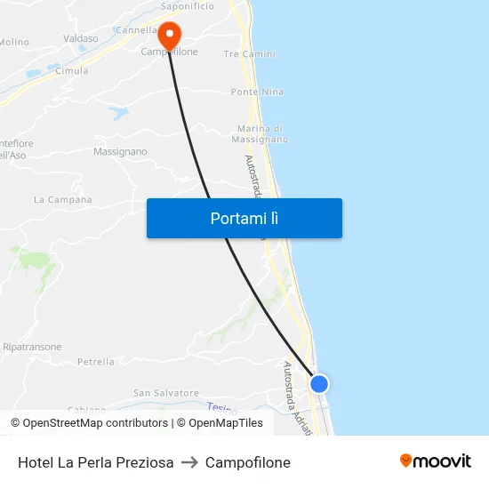 Hotel La Perla Preziosa to Campofilone map