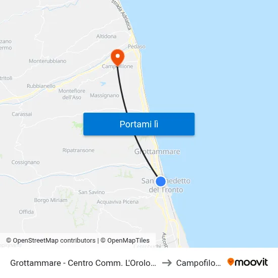Grottammare - Centro Comm. L'Orologio to Campofilone map