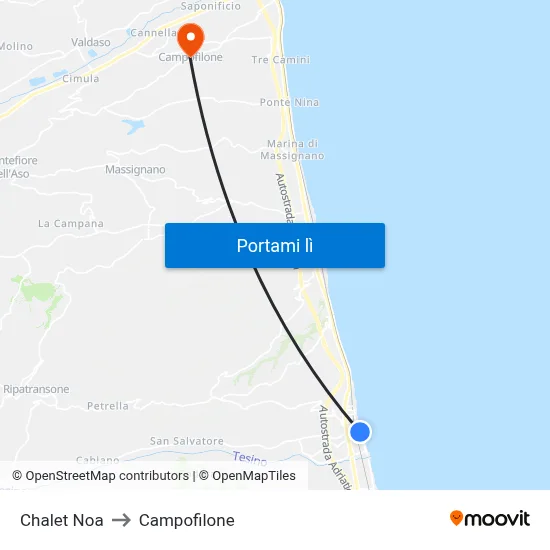 Chalet Noa to Campofilone map