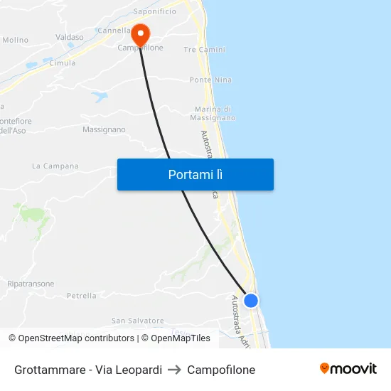 Grottammare - Via Leopardi to Campofilone map