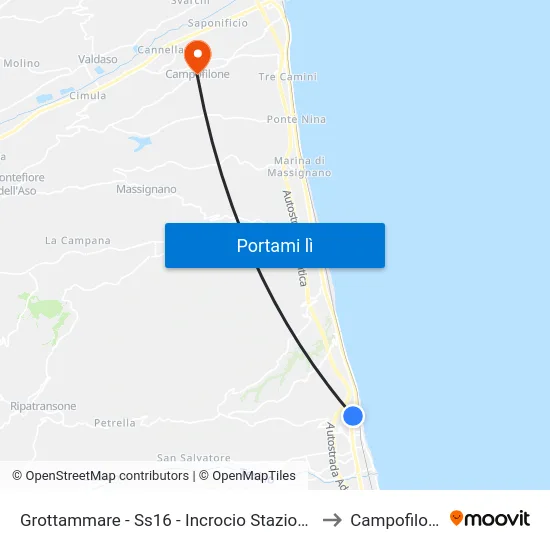 Grottammare - Ss16 - Incrocio Stazione F to Campofilone map