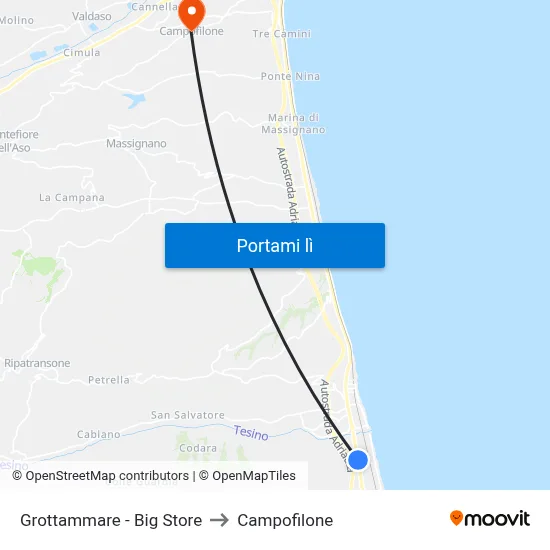 Grottammare - Big Store to Campofilone map