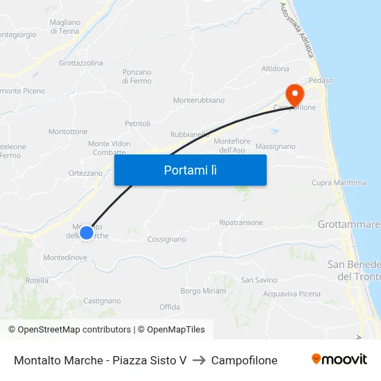 Montalto Marche - Piazza Sisto V to Campofilone map