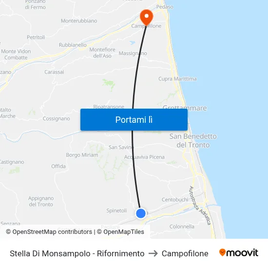 Stella Di Monsampolo - Rifornimento to Campofilone map