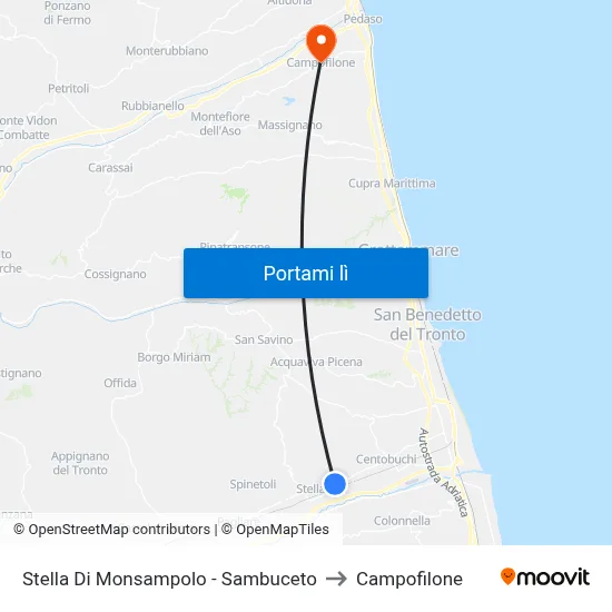 Stella Di Monsampolo - Sambuceto to Campofilone map