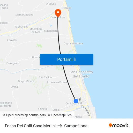 Fosso Dei Galli-Case Merlini to Campofilone map