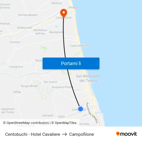 Centobuchi - Hotel Cavaliere to Campofilone map