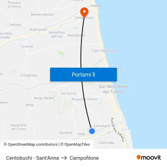 Centobuchi - Sant'Anna to Campofilone map