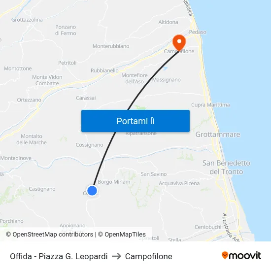Offida - Piazza G. Leopardi to Campofilone map