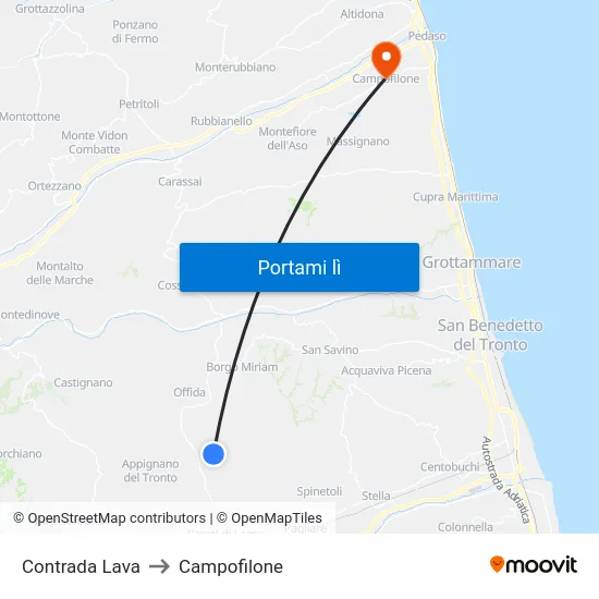Contrada Lava to Campofilone map