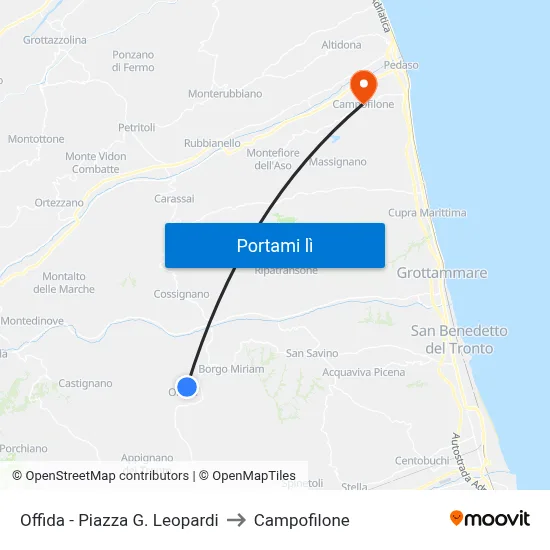 Offida - Piazza G. Leopardi to Campofilone map