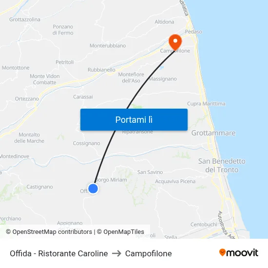 Offida - Ristorante Caroline to Campofilone map