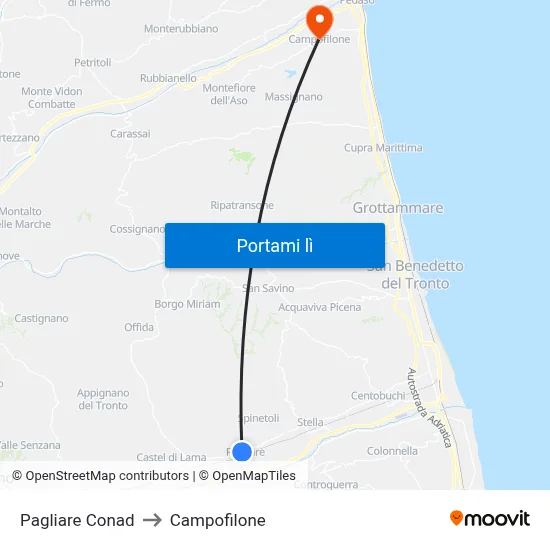 Pagliare Conad to Campofilone map