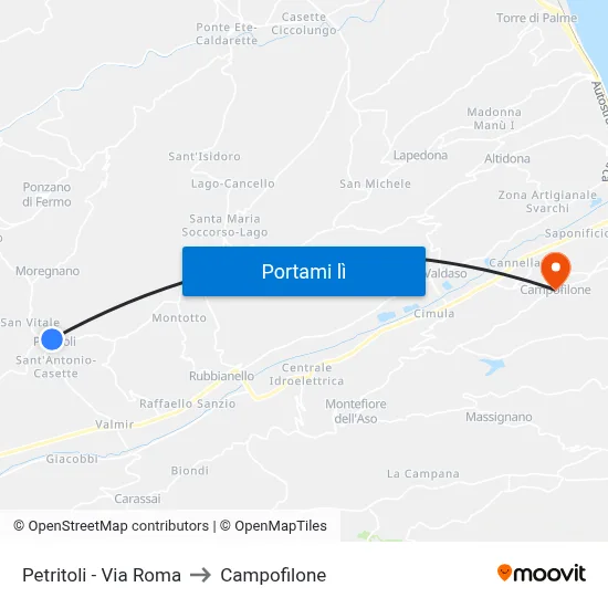 Petritoli - Via Roma to Campofilone map