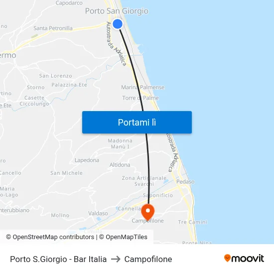 Porto S.Giorgio - Bar Italia to Campofilone map