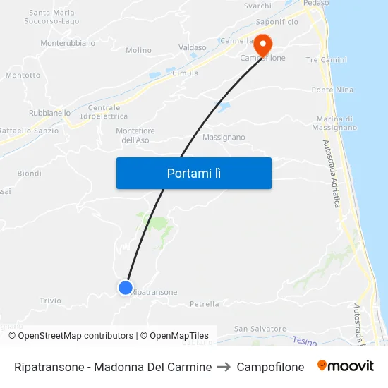 Ripatransone - Madonna Del Carmine to Campofilone map