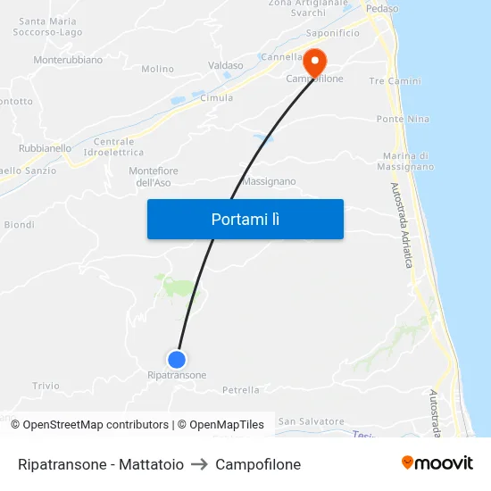 Ripatransone - Mattatoio to Campofilone map