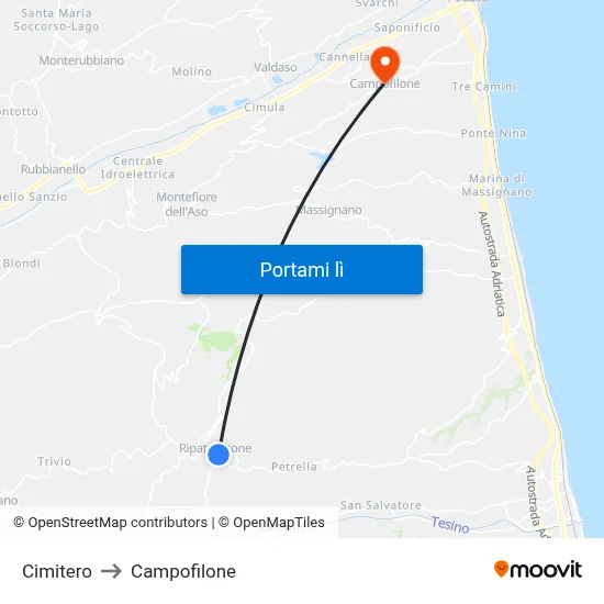 Cimitero to Campofilone map