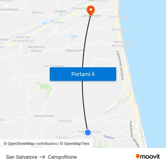 San Salvatore to Campofilone map