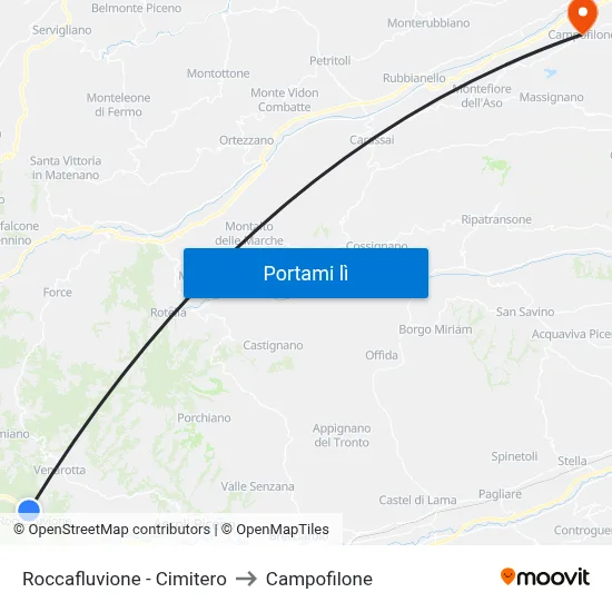 Roccafluvione - Cimitero to Campofilone map