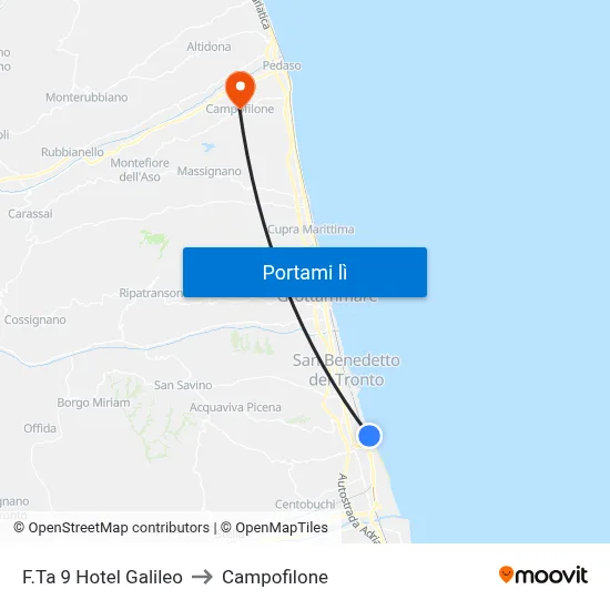 F.Ta 9 Hotel Galileo to Campofilone map