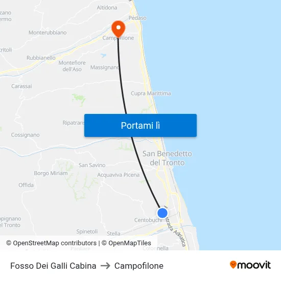 Fosso Dei Galli Cabina to Campofilone map
