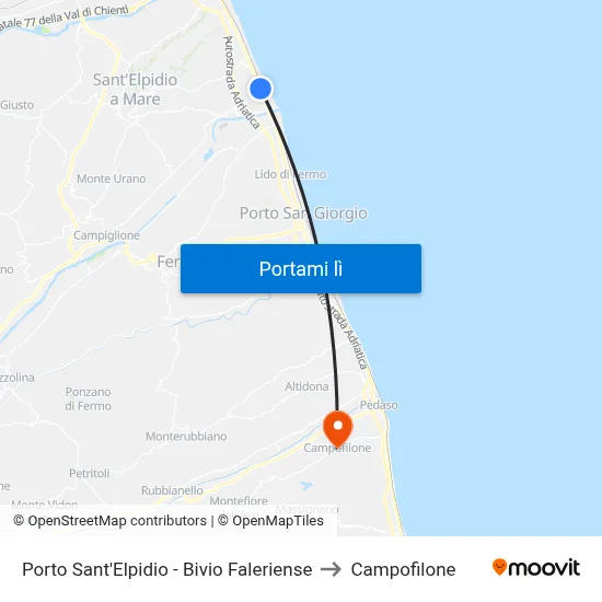 Porto Sant'Elpidio - Bivio Faleriense to Campofilone map