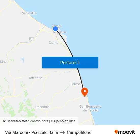 Via Marconi - Piazzale Italia to Campofilone map