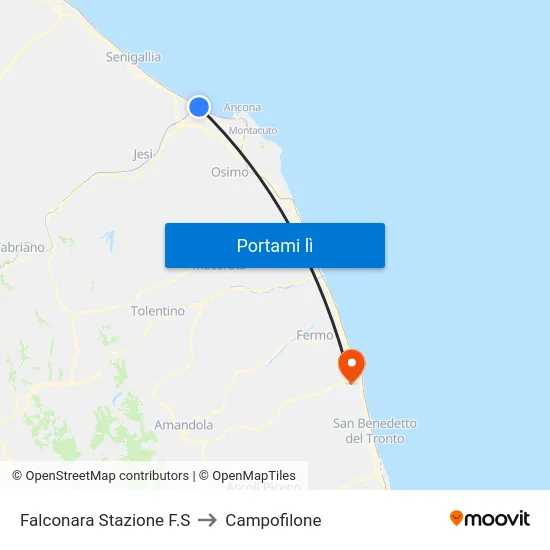 Falconara Stazione F.S to Campofilone map
