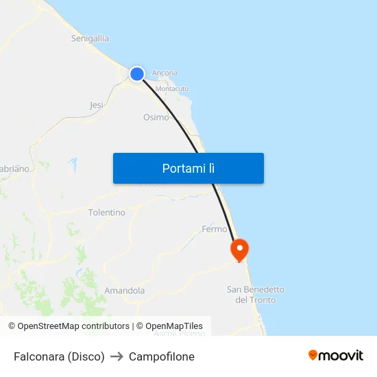 Falconara (Disco) to Campofilone map