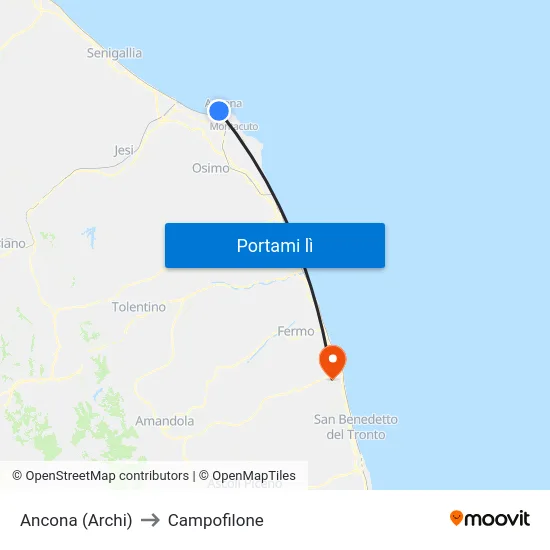 Ancona (Archi) to Campofilone map