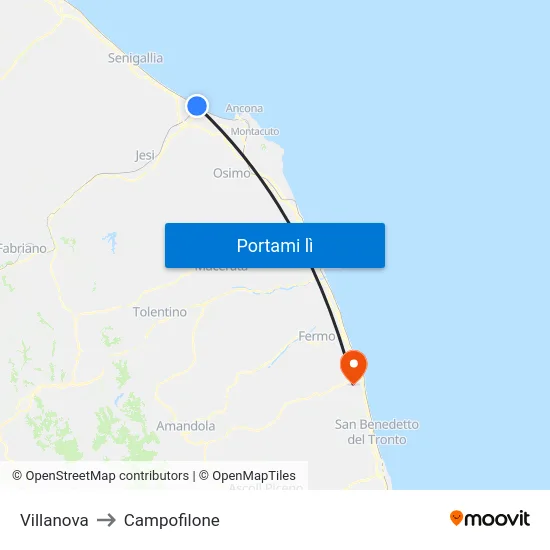 Villanova to Campofilone map