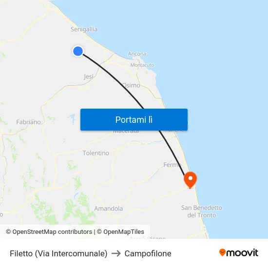 Filetto (Via Intercomunale) to Campofilone map