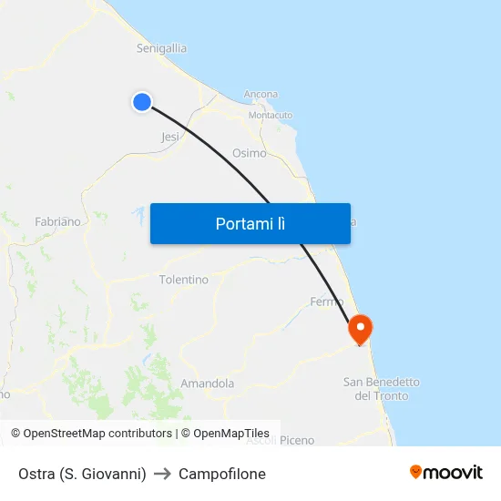 Ostra (S. Giovanni) to Campofilone map