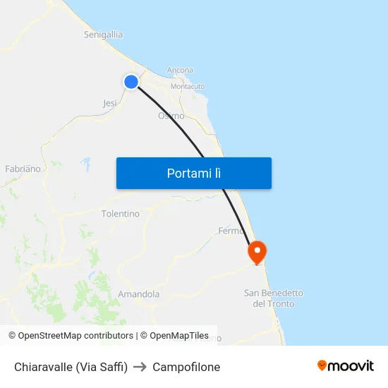 Chiaravalle  (Via Saffi) to Campofilone map