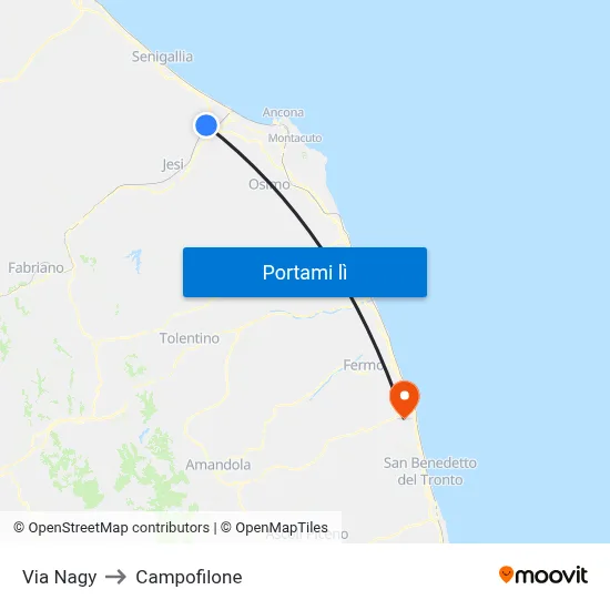 Via Nagy to Campofilone map