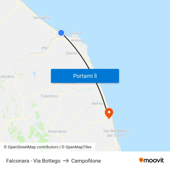 Falconara - Via Bottego to Campofilone map