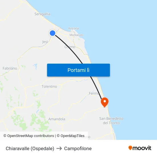 Chiaravalle (Ospedale) to Campofilone map