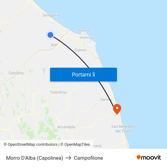 Morro D'Alba (Capolinea) to Campofilone map