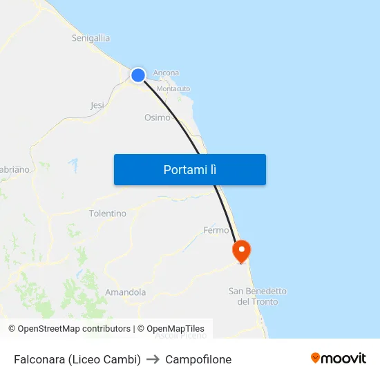 Falconara (Liceo Cambi) to Campofilone map