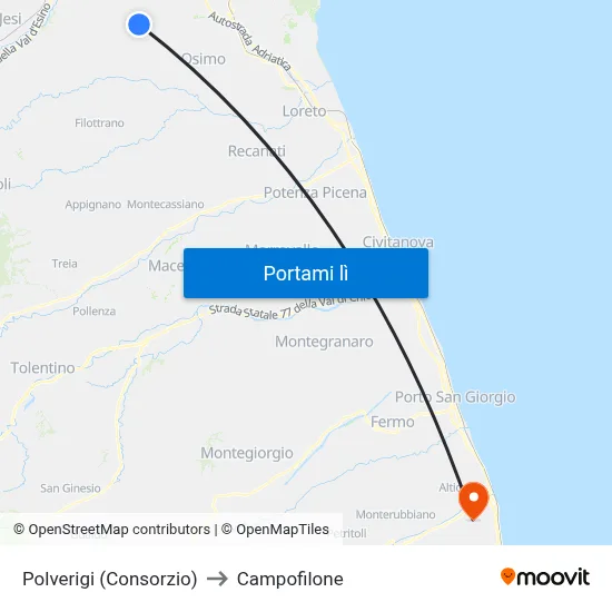 Polverigi (Consorzio) to Campofilone map