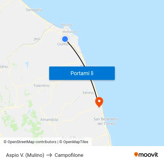 Aspio V. (Mulino) to Campofilone map