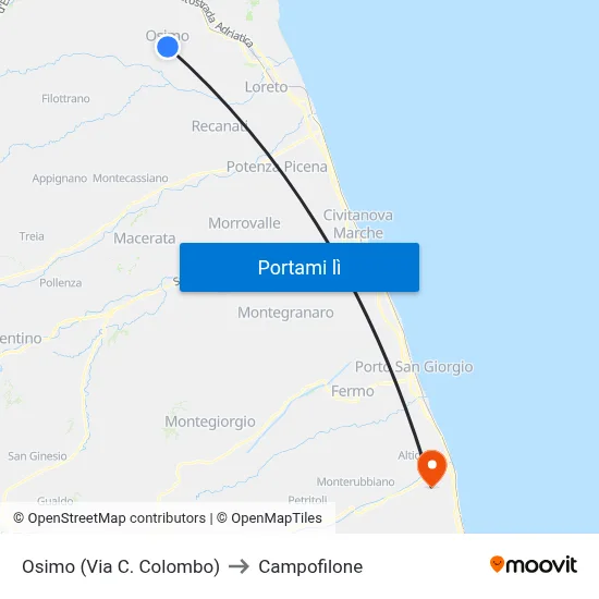 Osimo (Via C. Colombo) to Campofilone map
