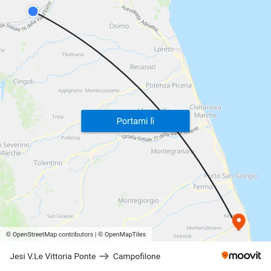Jesi V.Le Vittoria Ponte to Campofilone map