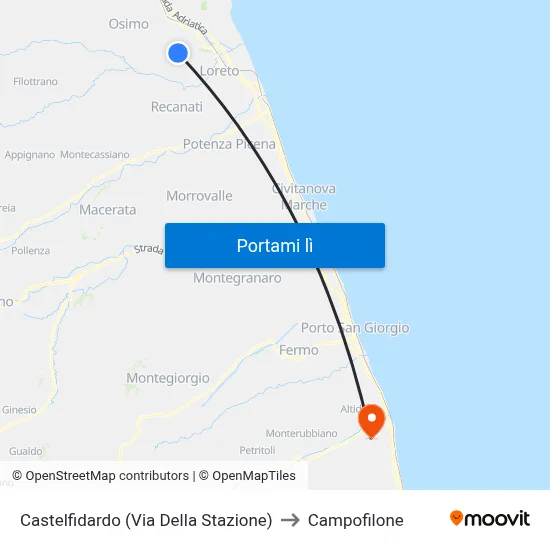 Castelfidardo (Via Della Stazione) to Campofilone map